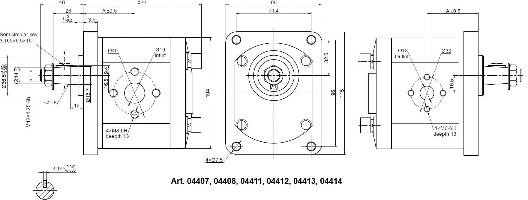 Pompa ad ingranaggi gruppo 2 da 15cc destra "modello standard" tipo plessey c31/33 - 2