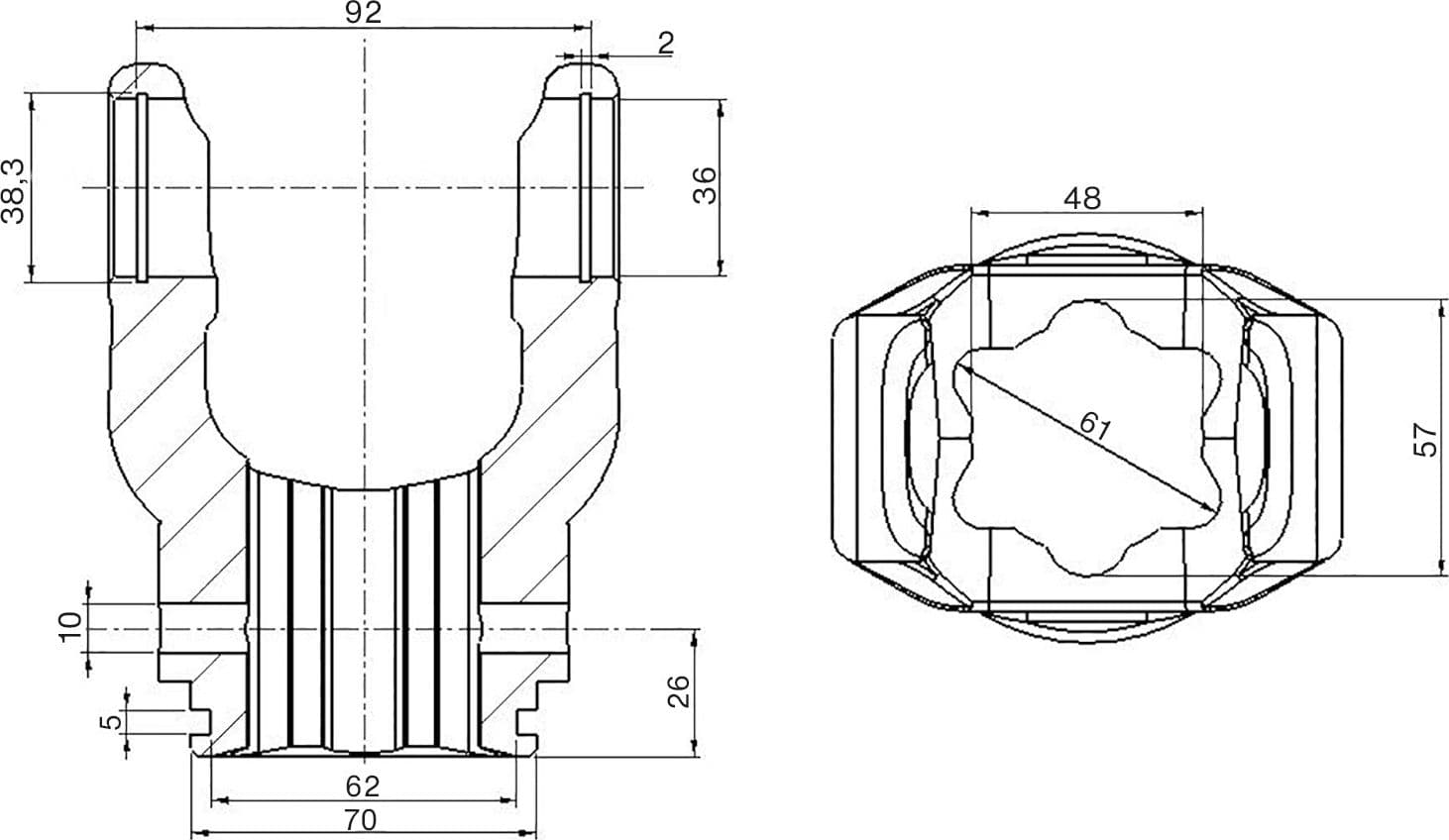 Forcella esterna adattabile Walterscheid serie W2500,36x89 - 2