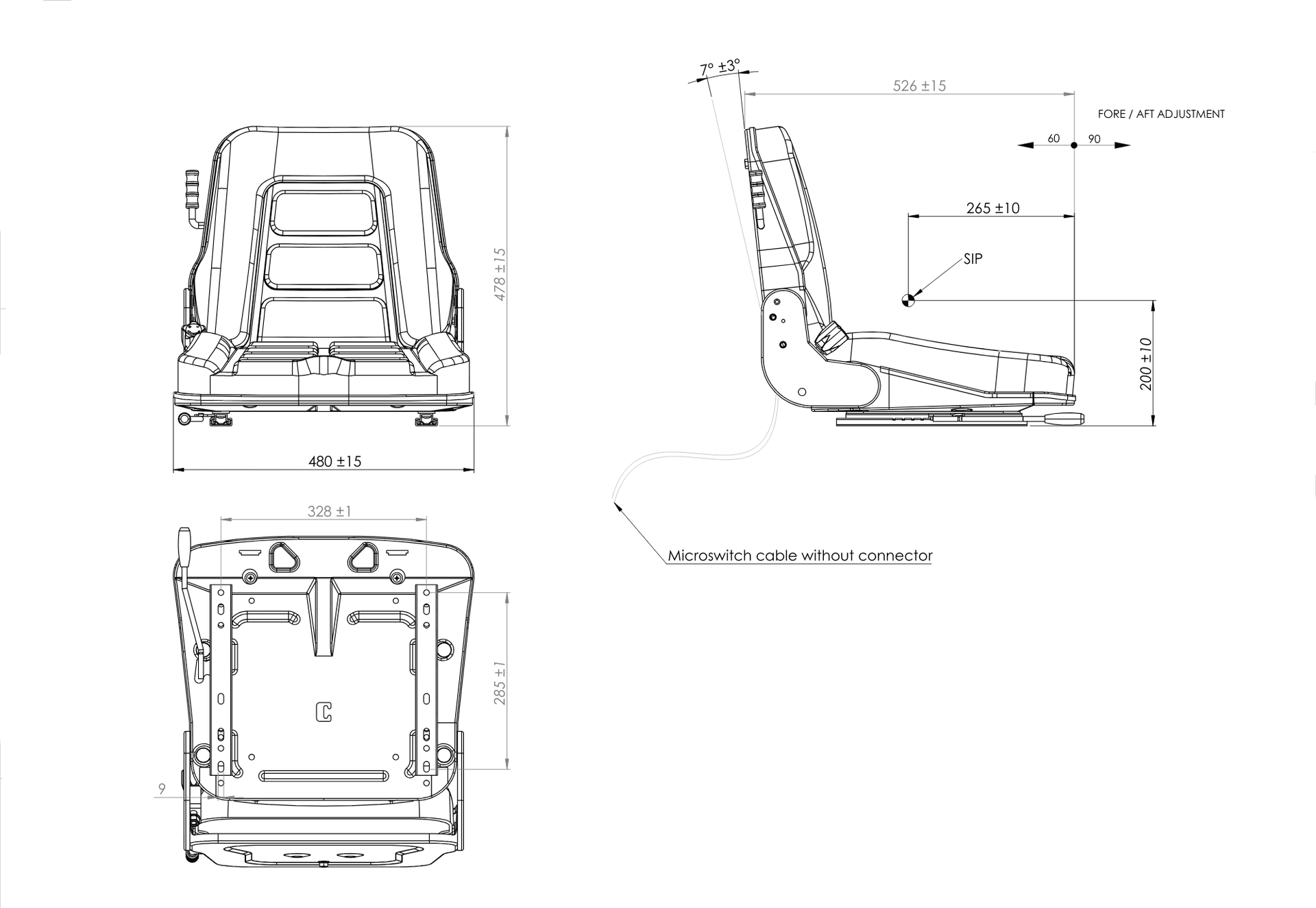Sedile in ecopelle con guide pesanti e microswitch Ama - 6