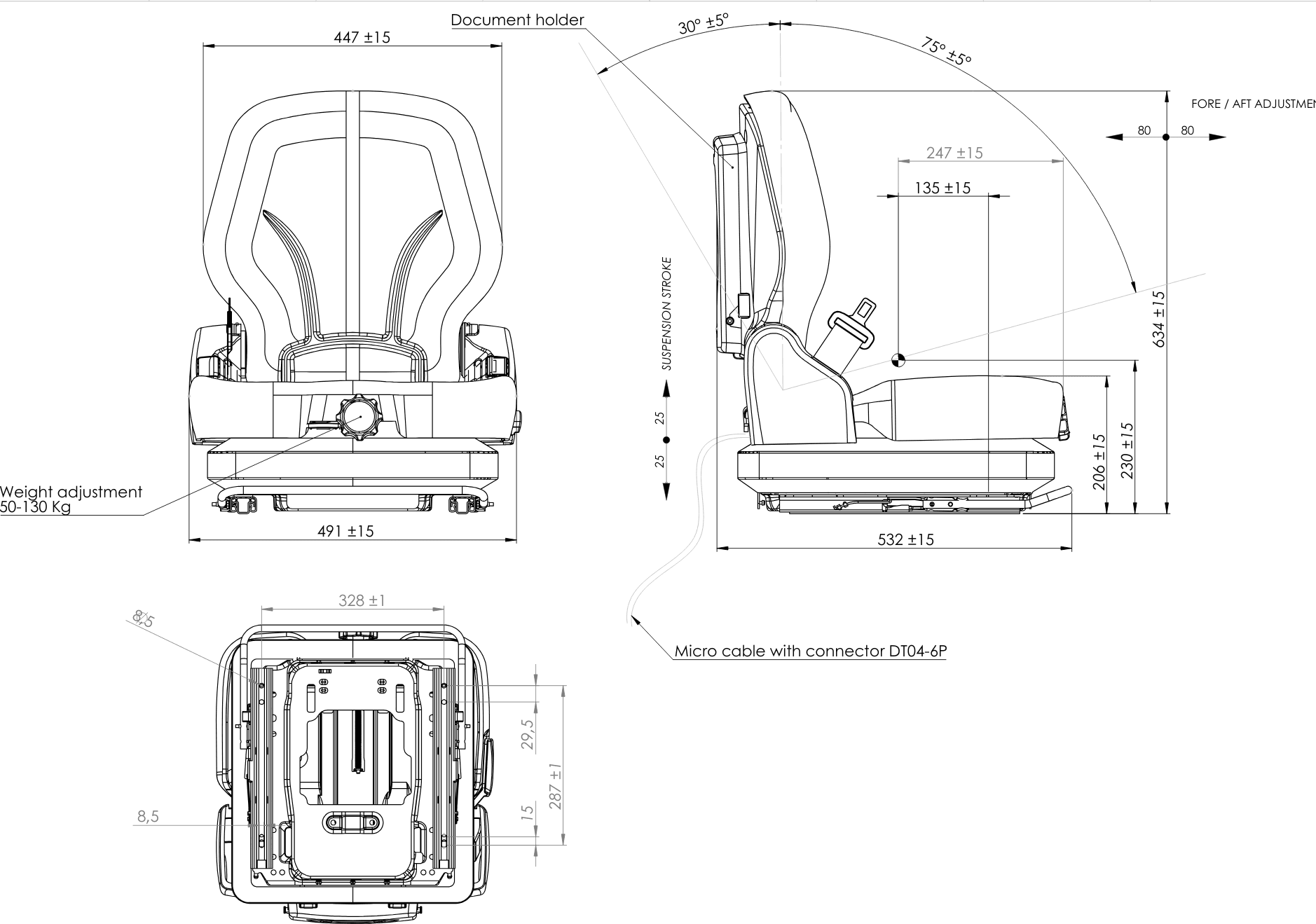 Sedile in ecopelle nera seatindustries con molleggio meccanico - 6