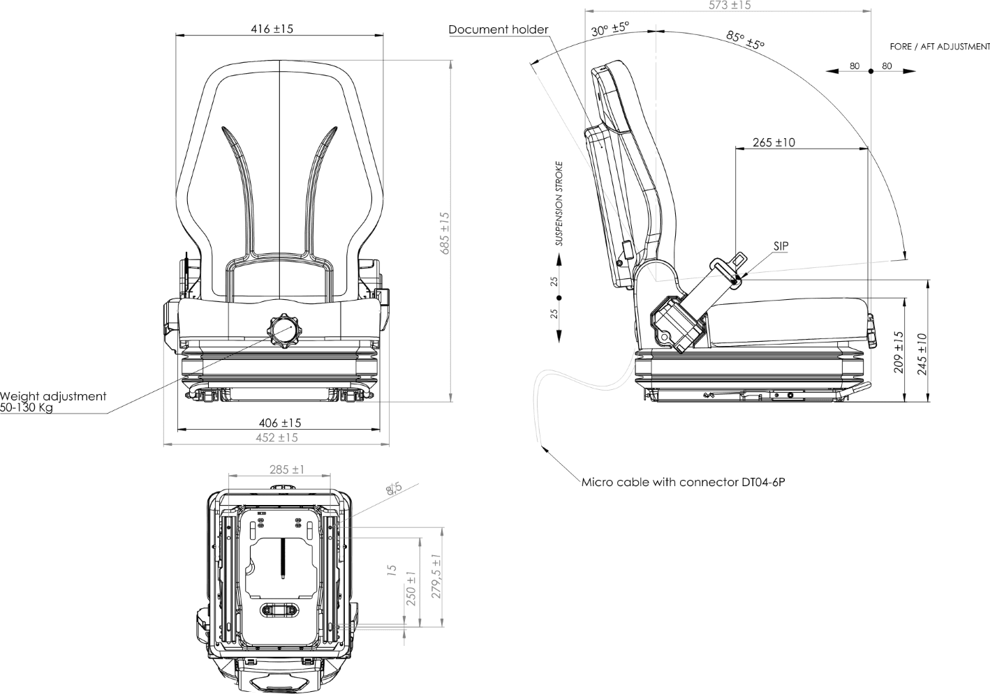 Sedile in ecopelle nero con molleggio meccanico seatindustries - 6