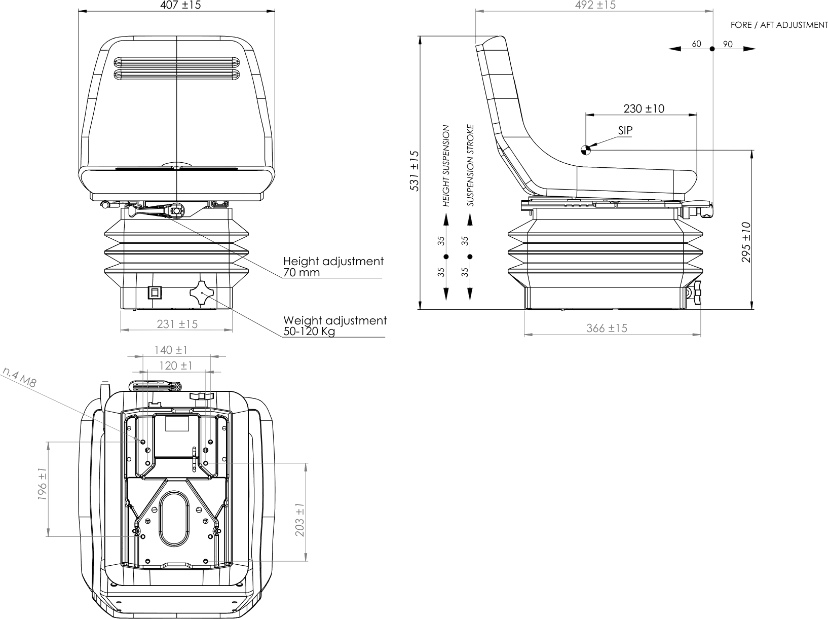 Sedile in ecopelle nera seatindustries con suspensione meccanica - 6