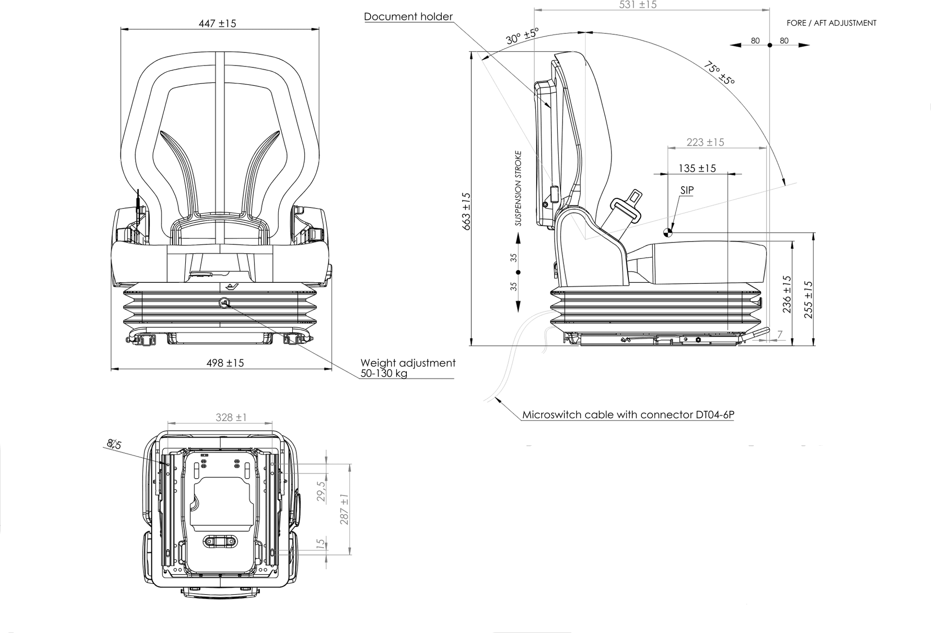 Sedile in ecopelle nero con molleggio pneumatico seatindustries - 6
