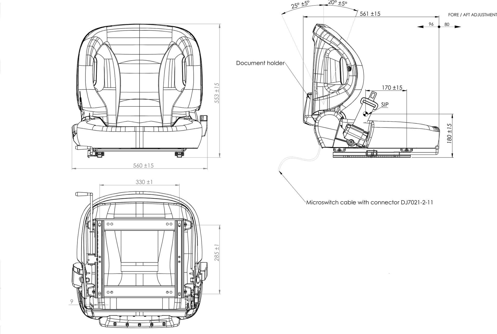Sedile in ecopelle nero per carrelli elevatori seatindustries - 6
