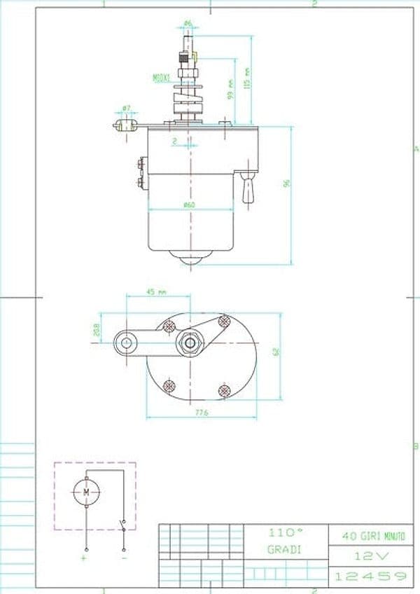 Motore per tergicristalli a 12V con interruttore - 2