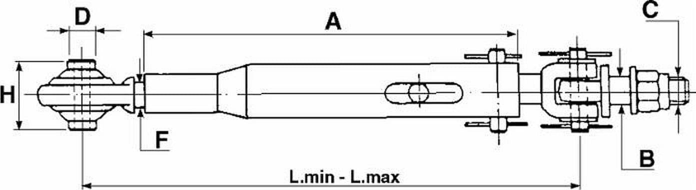 Stabilizatore M24x3 rigido lunghezza 470-620mm - 2