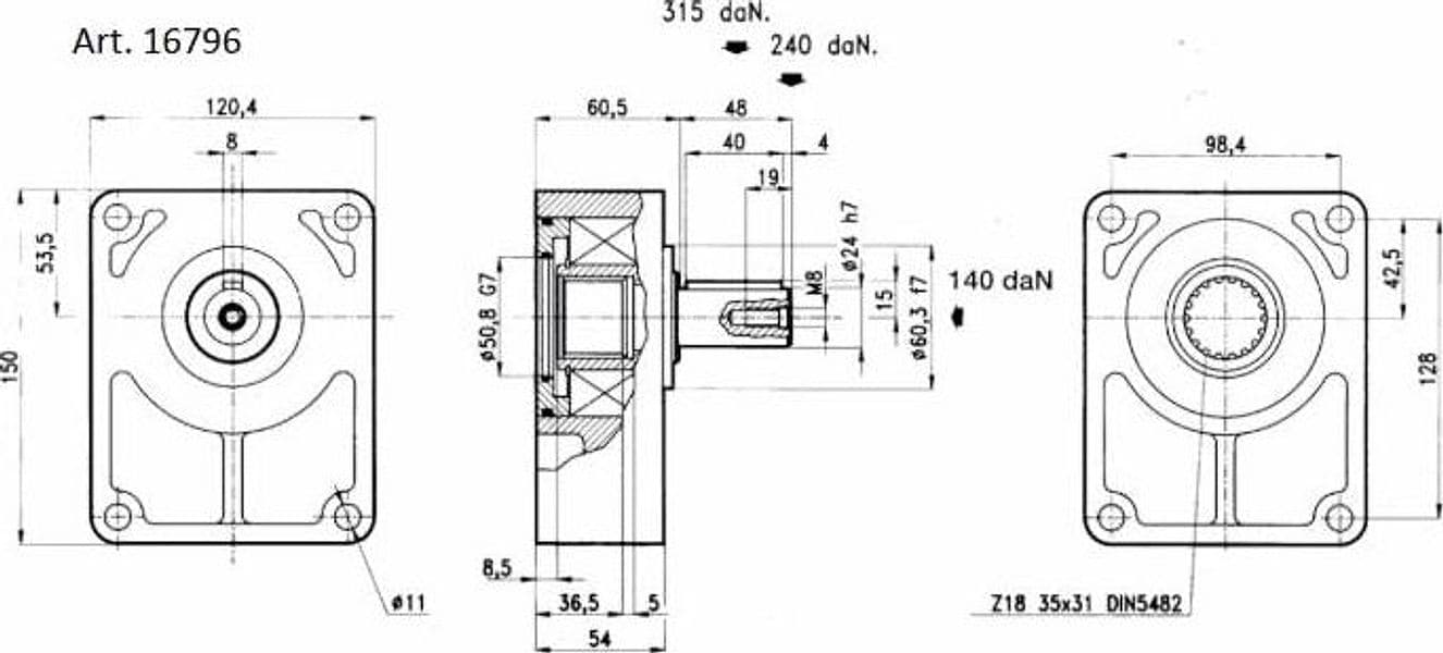Supporto tirocinghia albero cilindrico Ø 24mm per pompa gruppo 3 - 2