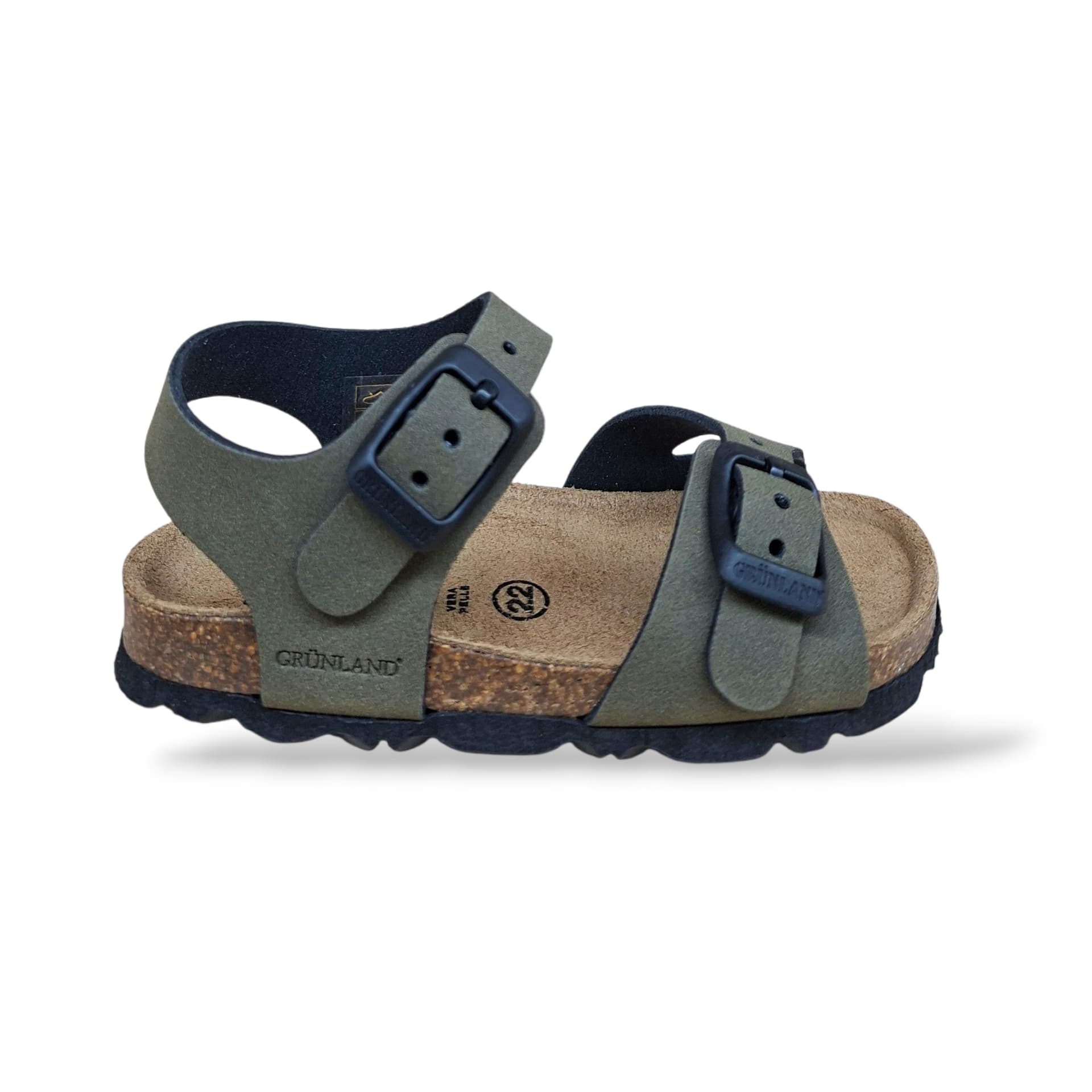 Sandalo Bio Sughero Bambini Grunland Junior Aria Oliva – Primi Passi Fibia EVA - 8