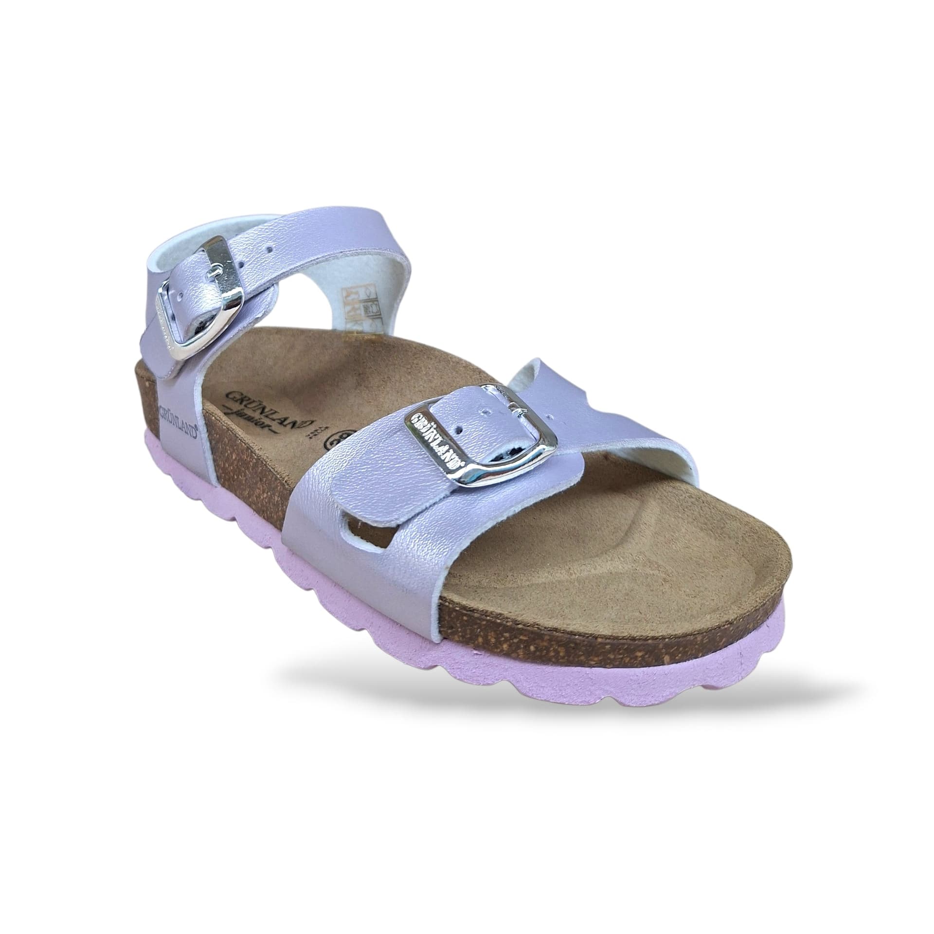 Sandalo Bio Sughero Bambine e Ragazze Grunland Junior Luce Glicine – Fibia Sottopiede Sughero EVA - 2