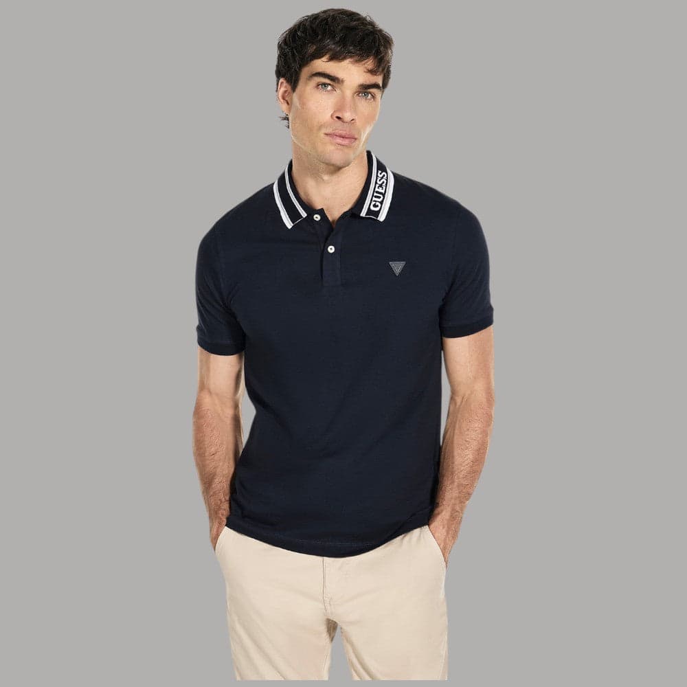 Polo Slim Guess con Logo su Colletto e Petto - 5