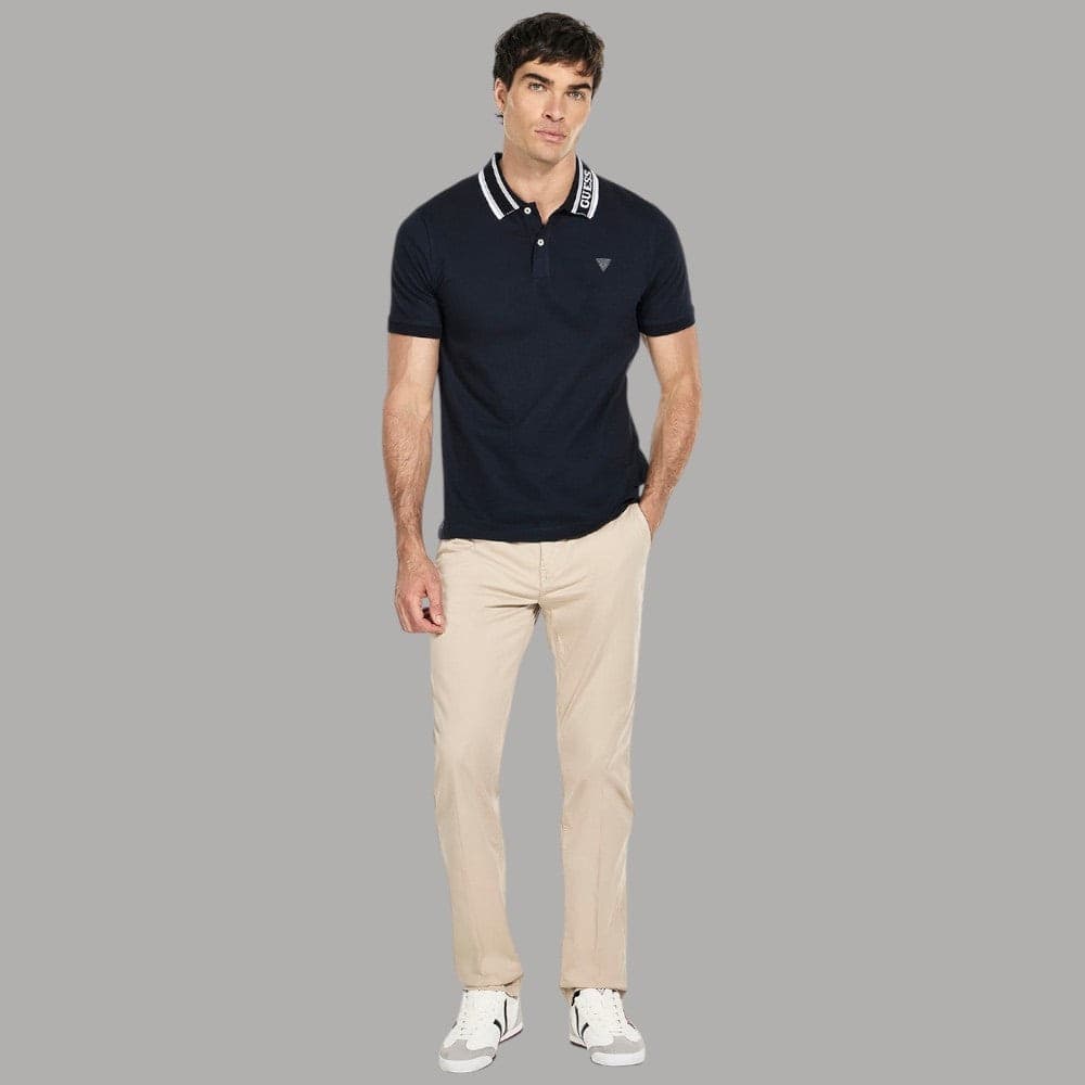 Polo Slim Guess con Logo su Colletto e Petto - 4