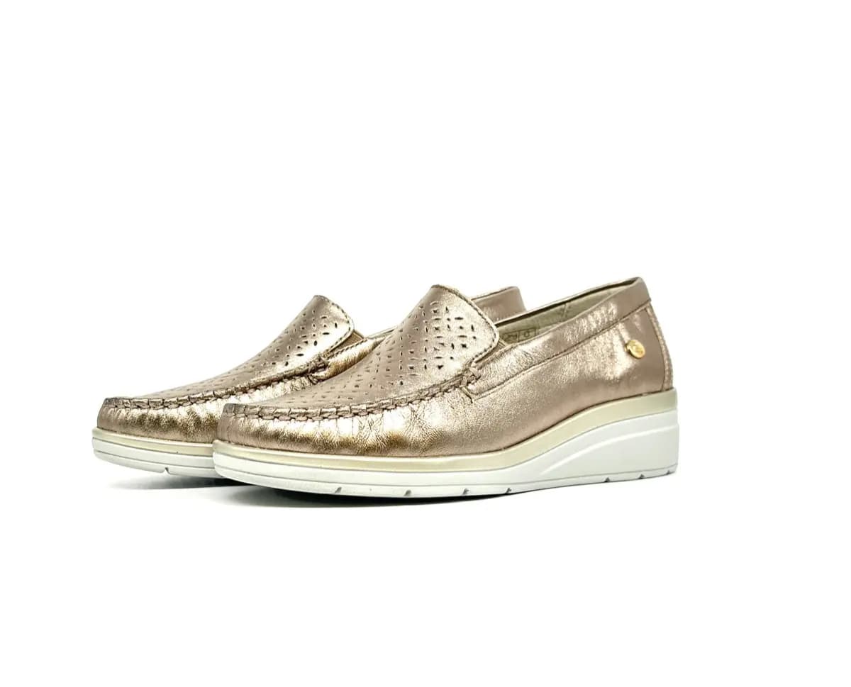 Cinzia Soft mocassini donna in pelle bronzo traforati - 5
