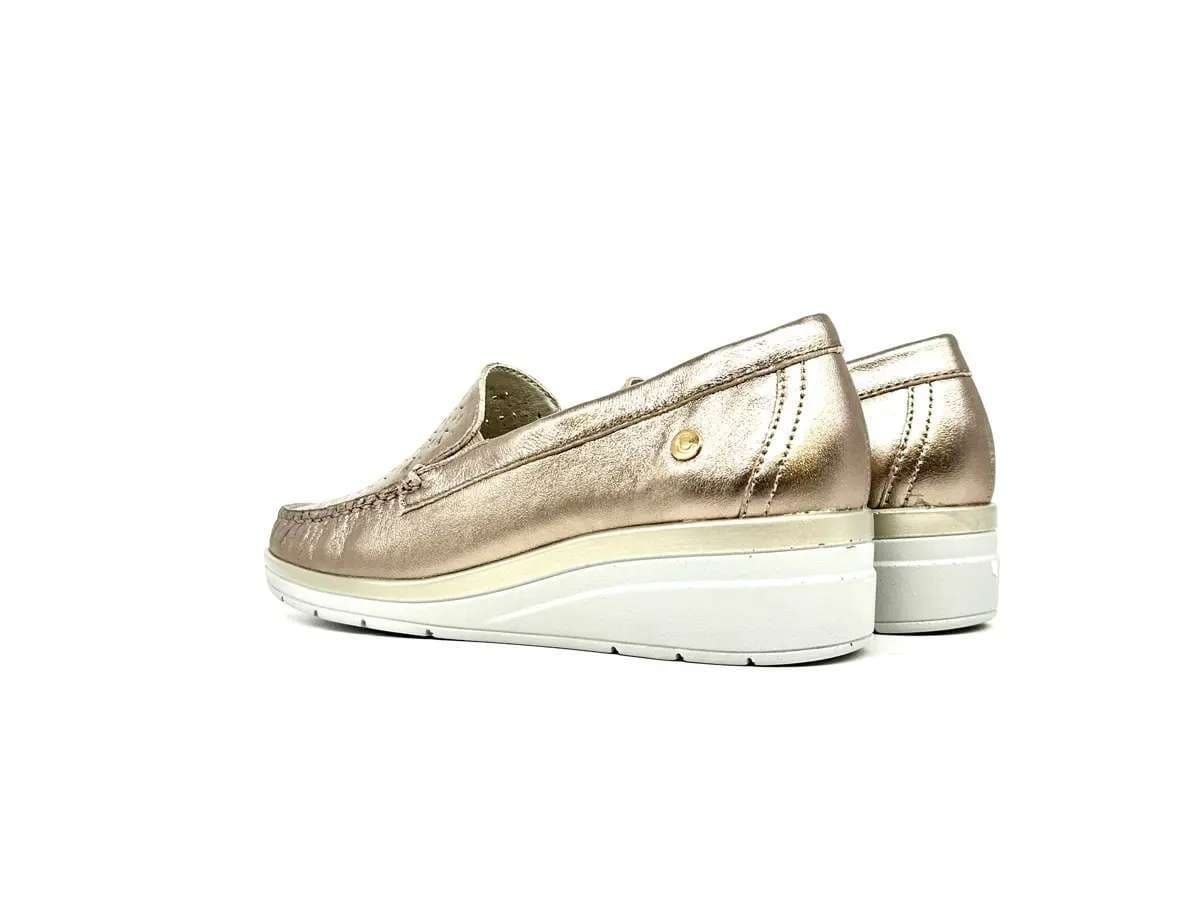 Cinzia Soft mocassini donna in pelle bronzo traforati - 2