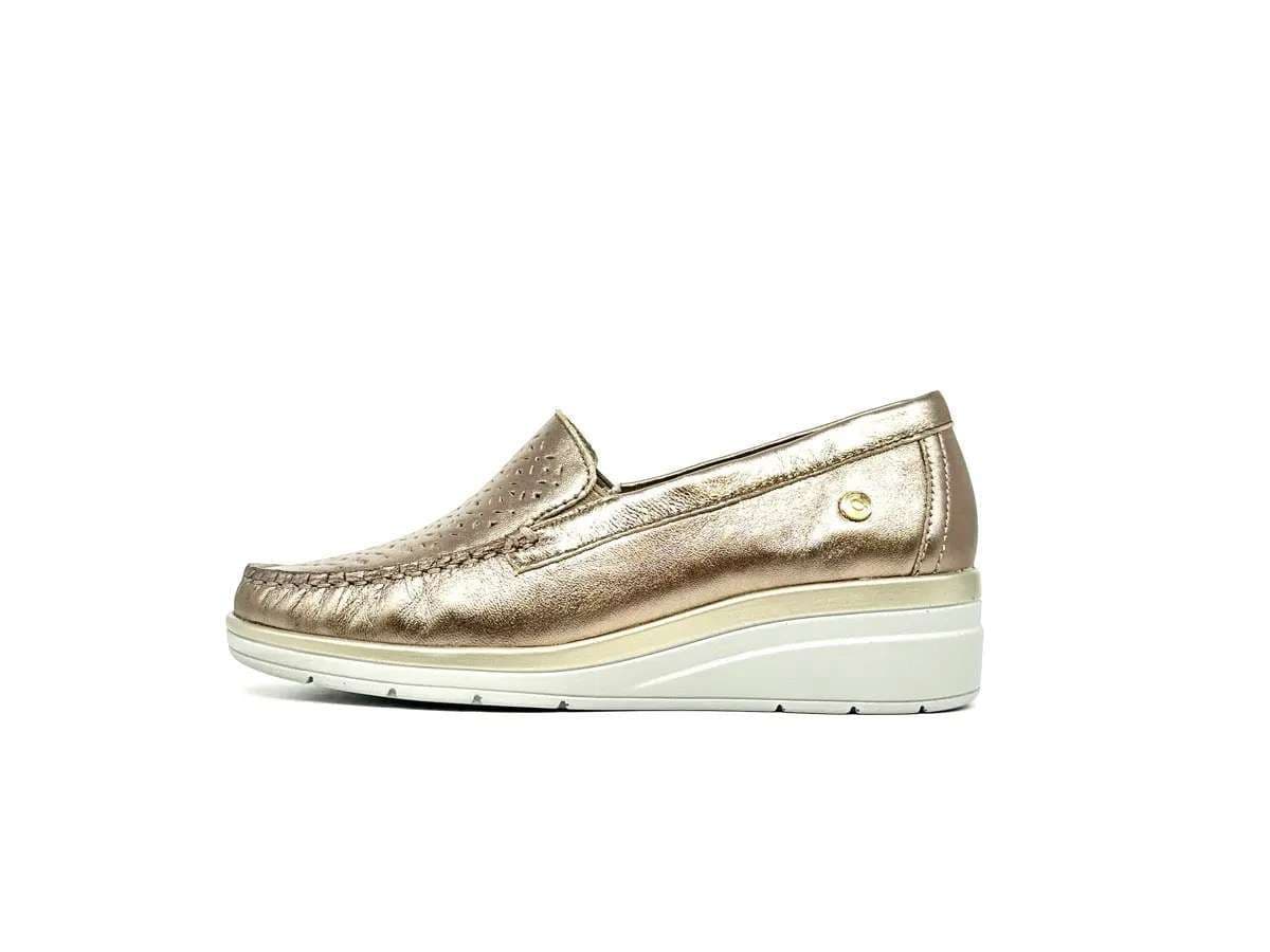 Cinzia Soft mocassini donna in pelle bronzo traforati - 3