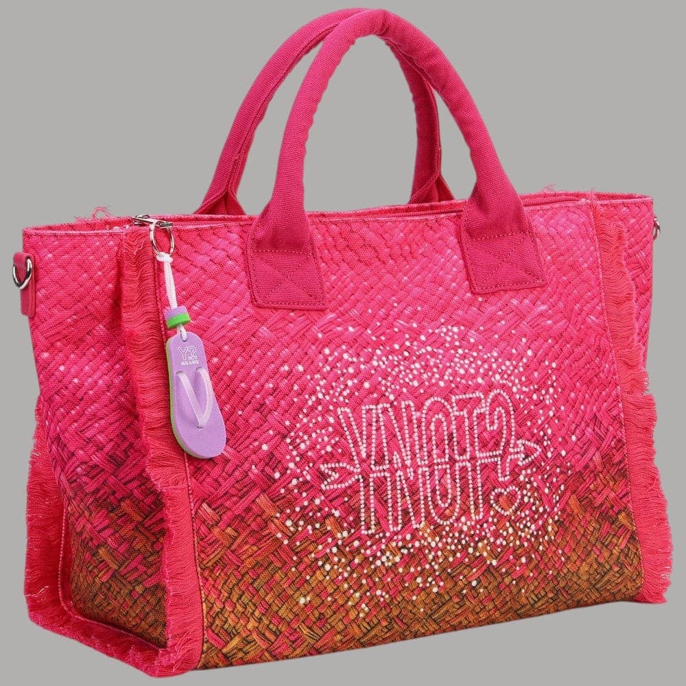 YNot Borsa Mare Media MACAO Nylon Intrecciato con Frange e Tracolla - 2