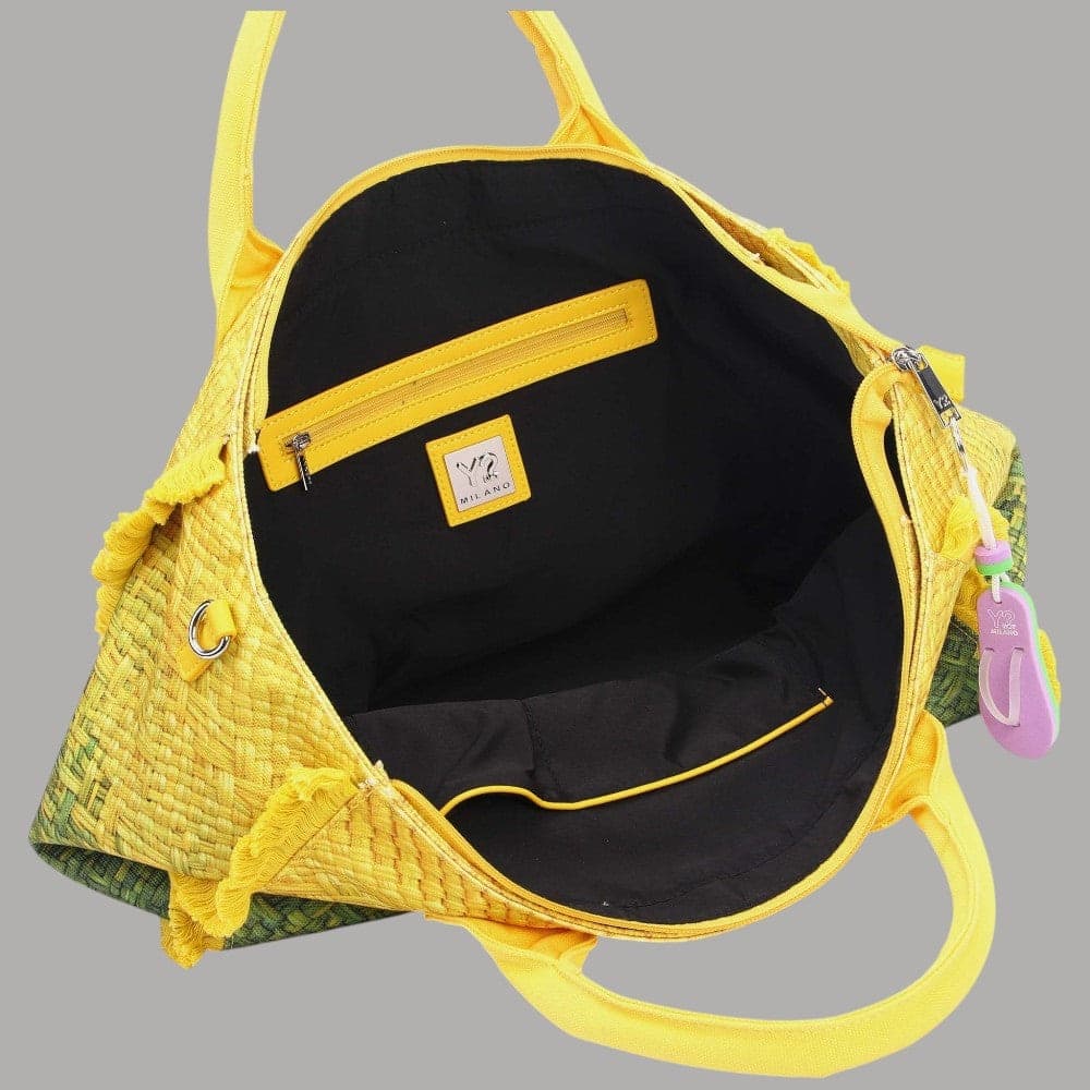 YNot Borsa Mare Media MACAO Nylon Intrecciato con Frange e Tracolla - 6