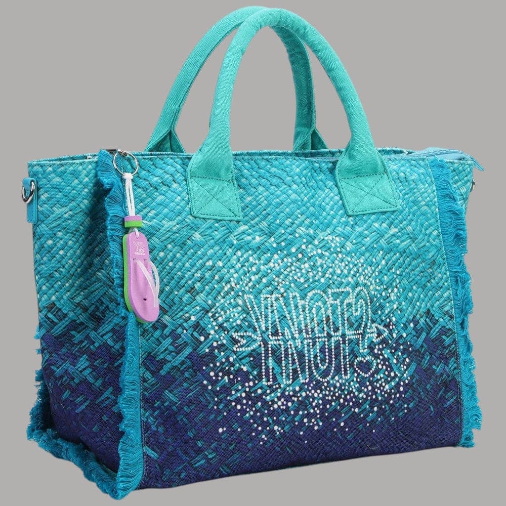 YNot Borsa Mare Media MACAO Nylon Intrecciato con Frange e Tracolla - 8