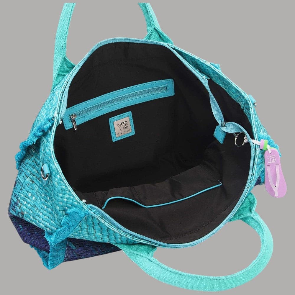 YNot Borsa Mare Media MACAO Nylon Intrecciato con Frange e Tracolla - 9