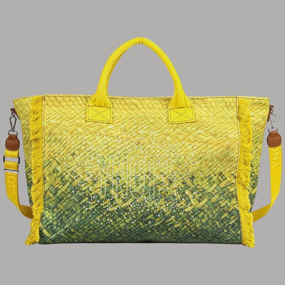 YNot Borsa Mare Grande Intrecciata con Frange Tracolla Regolabile XXL - 3