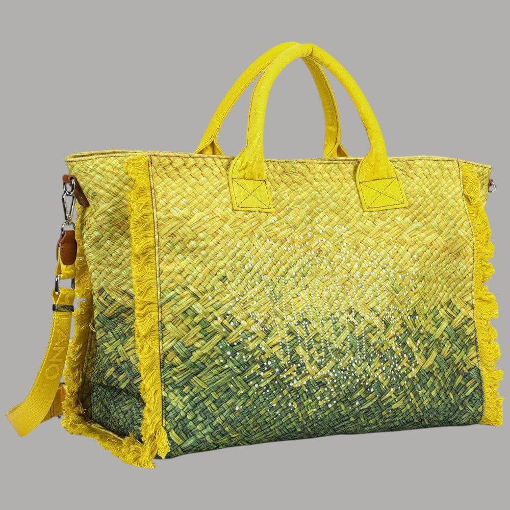 YNot Borsa Mare Grande Intrecciata con Frange Tracolla Regolabile XXL - 4