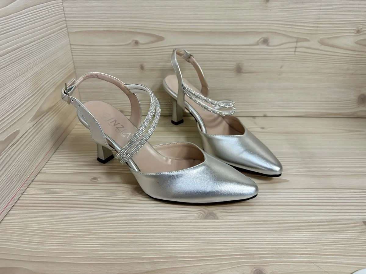 Cinzia Soft sandali donna eleganti argento con cristalli tacco medio - 2