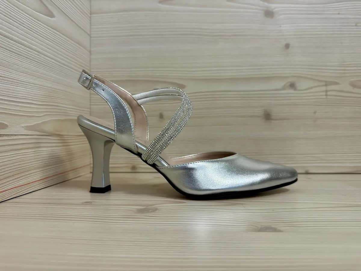 Cinzia Soft sandali donna eleganti argento con cristalli tacco medio - 3