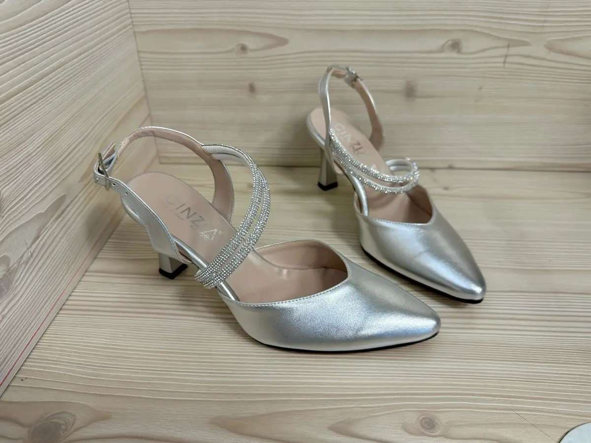 Cinzia Soft sandali donna eleganti argento con cristalli tacco medio - 5
