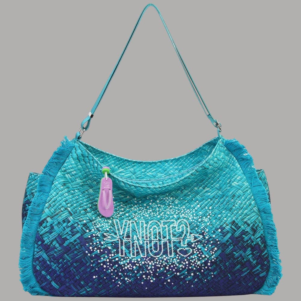 YNot Borsa Hobo Macao XL Nylon Sfumata con Frange Decor e Charm - 6
