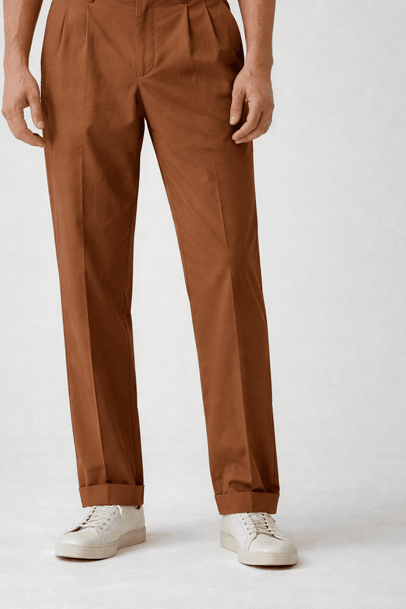 Pantalone doppia pince cotone supima