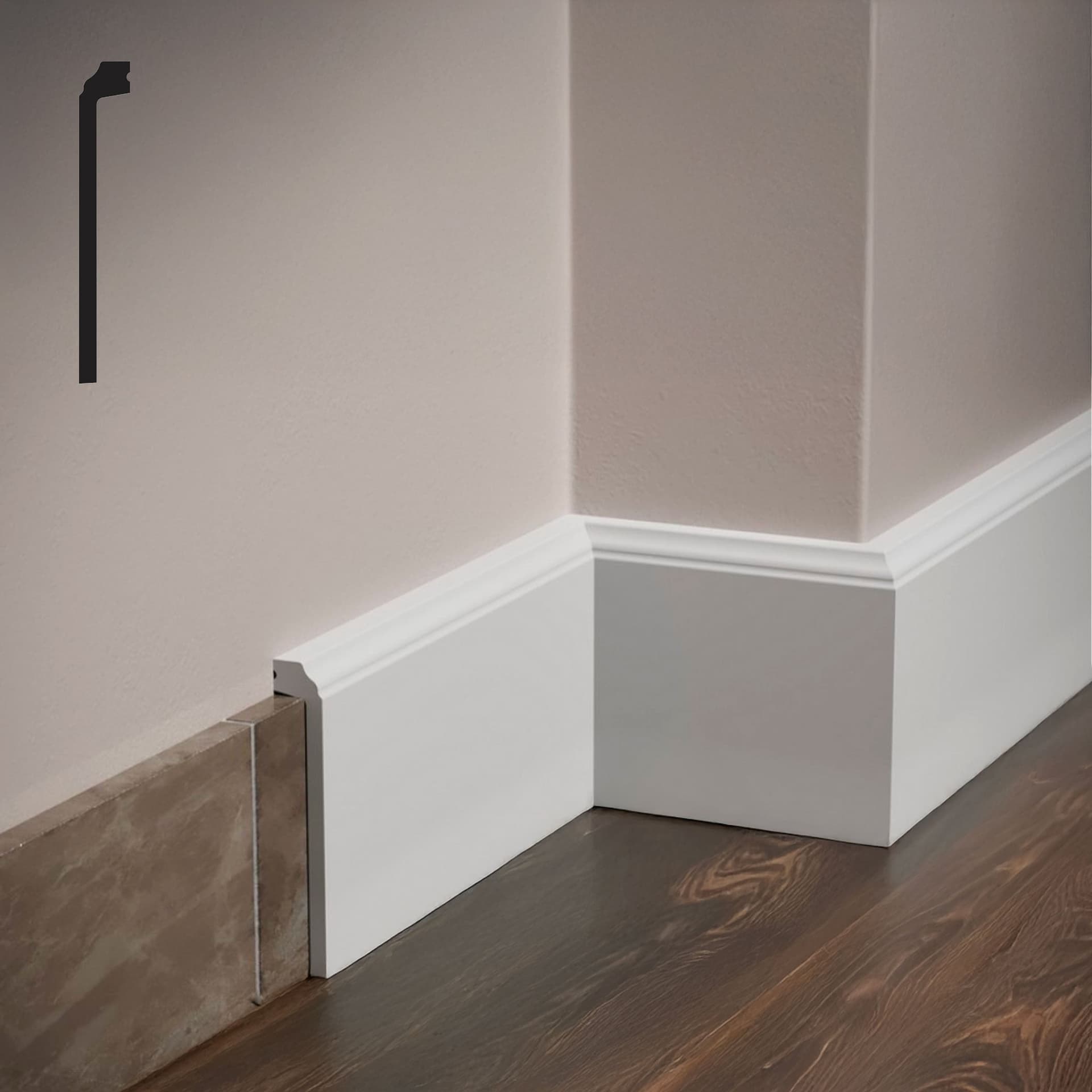 Battiscopa Coprimarmo FIRENZE  in POLIMERI FeelingWood-HD 144x23mm - BIANCO (prezzo al metro) - 5