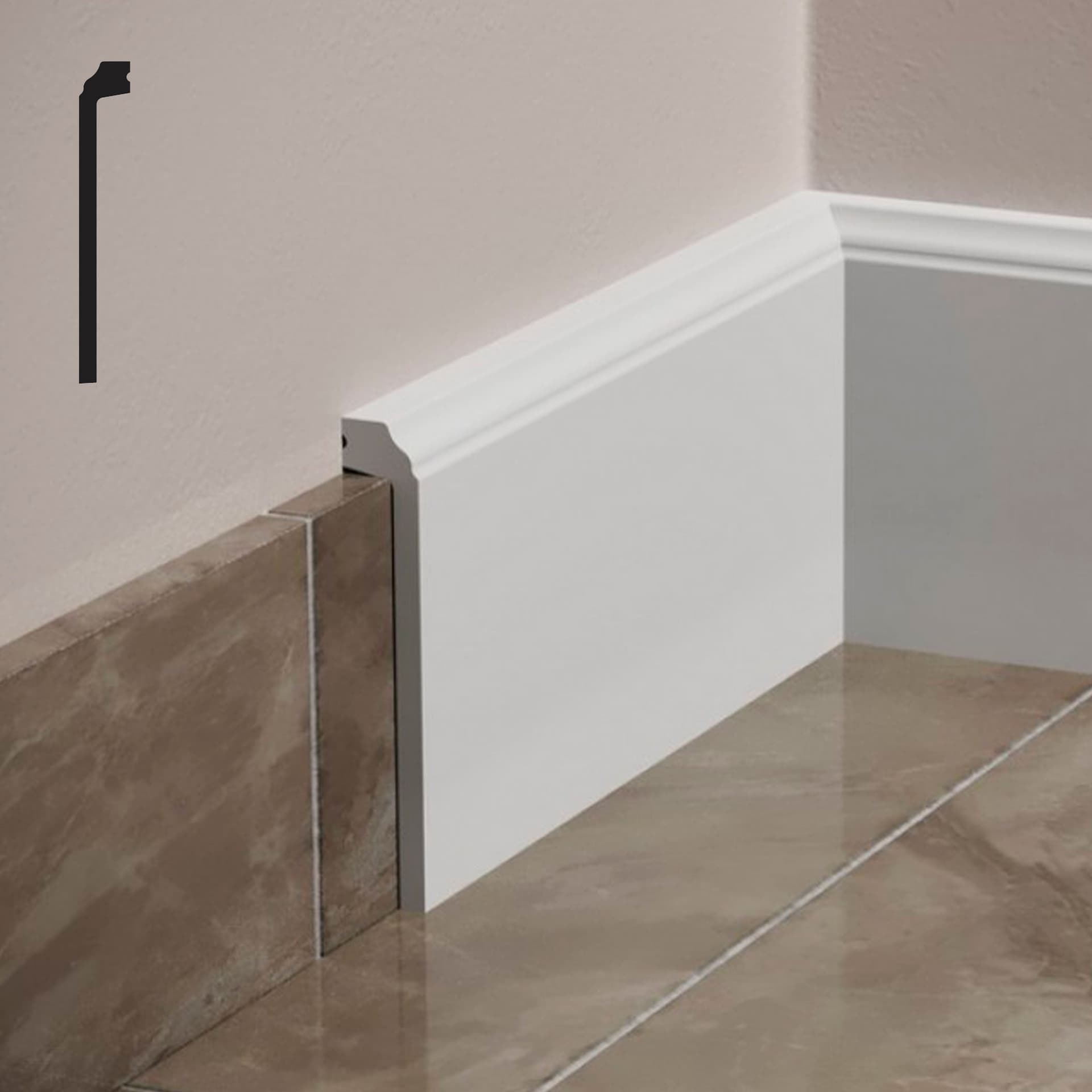 Battiscopa Coprimarmo FIRENZE  in POLIMERI FeelingWood-HD 144x23mm - BIANCO (prezzo al metro) - 6