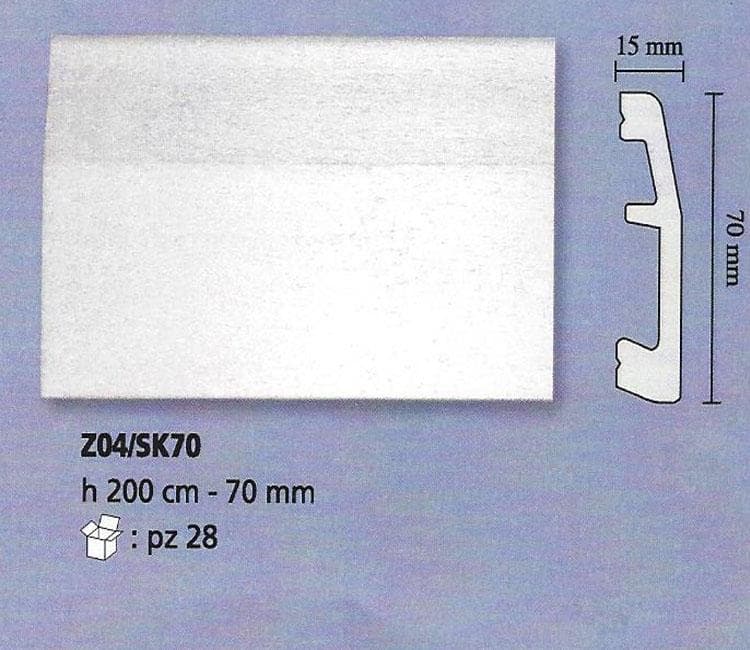 Battiscopa in DUROPOLIMERO 70x15mm passacavo pacco da 56 metri lineari - 3