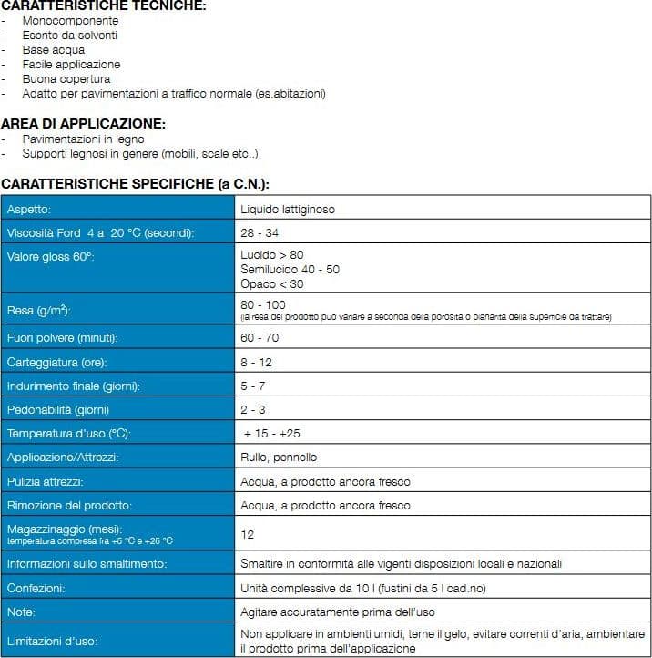 Vernice Life all'acqua mono tonalita' naturale per pavimento in legno 5Lt - 2