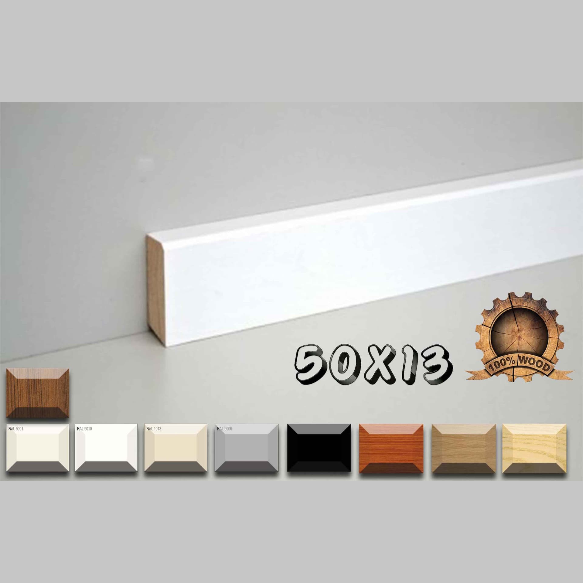 Battiscopa in legno 96 METRI LINEARI laccato profilo quadro moderno 50x13
