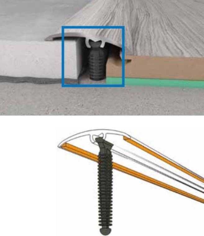 Profilo in Alluminio per parquet e laminati in 34 decori posa 2in1 da 93cm 3in1 (di compensazione o dilatazione , a scendere, di chiusura) (biadesivo e tasselli) (prezzo al metro) - 48