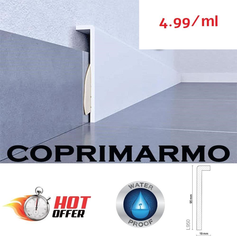 96 METRI LINEARI DI BATTISCOPA COPRIMARMO COPRIBATTISCOPA 100X22mm BIANCO