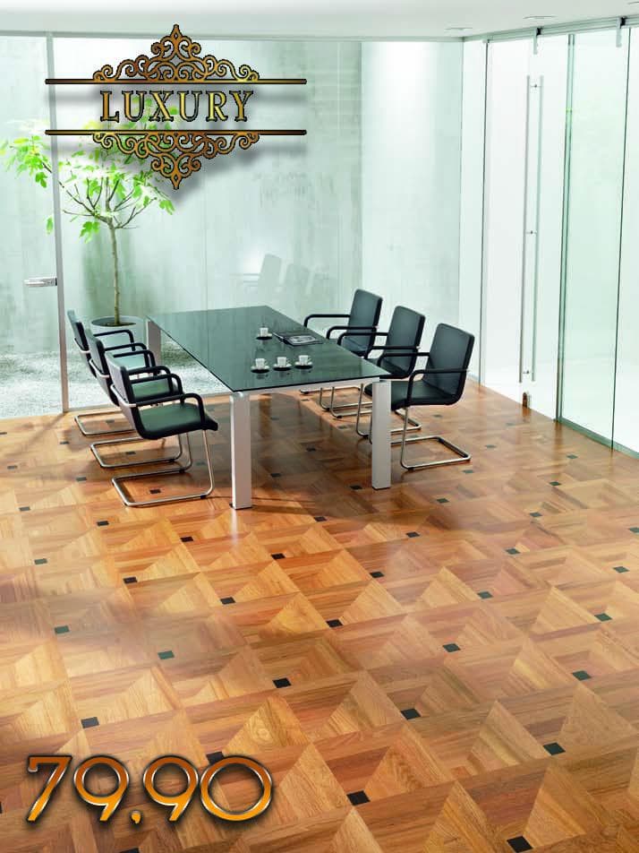 ***LOTTO STOCK*** 150MQ Parquet prefinito classico 390x390x14mm BUCKINGHAM quadrotte in Jatoba verniciato semilucido - 7