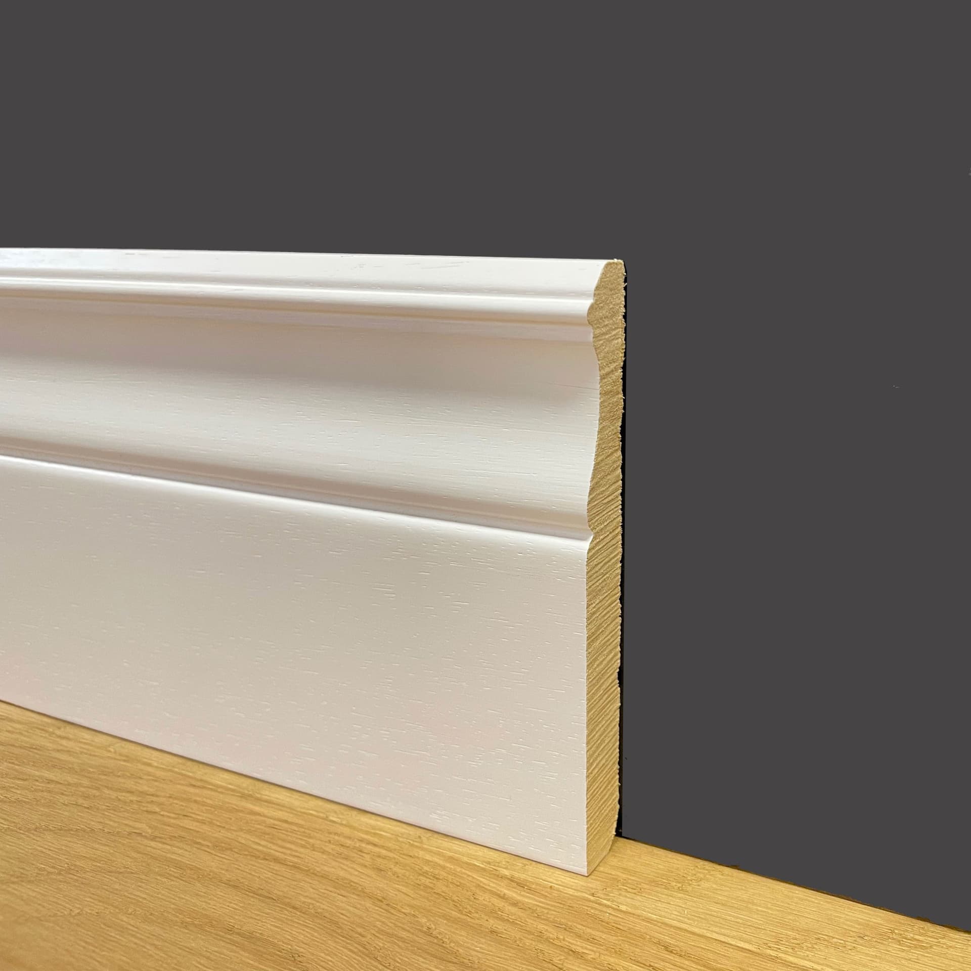 96 METRI LINEARI BATTISCOPA legno MASSELLO LUIGI XIV 120X13 Laccato Bianco - 2