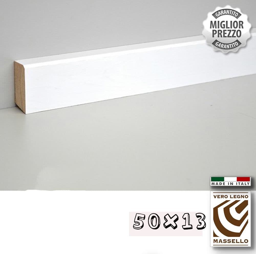 BATTISCOPA in legno ZOCCOLINO MASSELLO 50X13 Squadrato bianco (prezzo al metro lineare) - 2