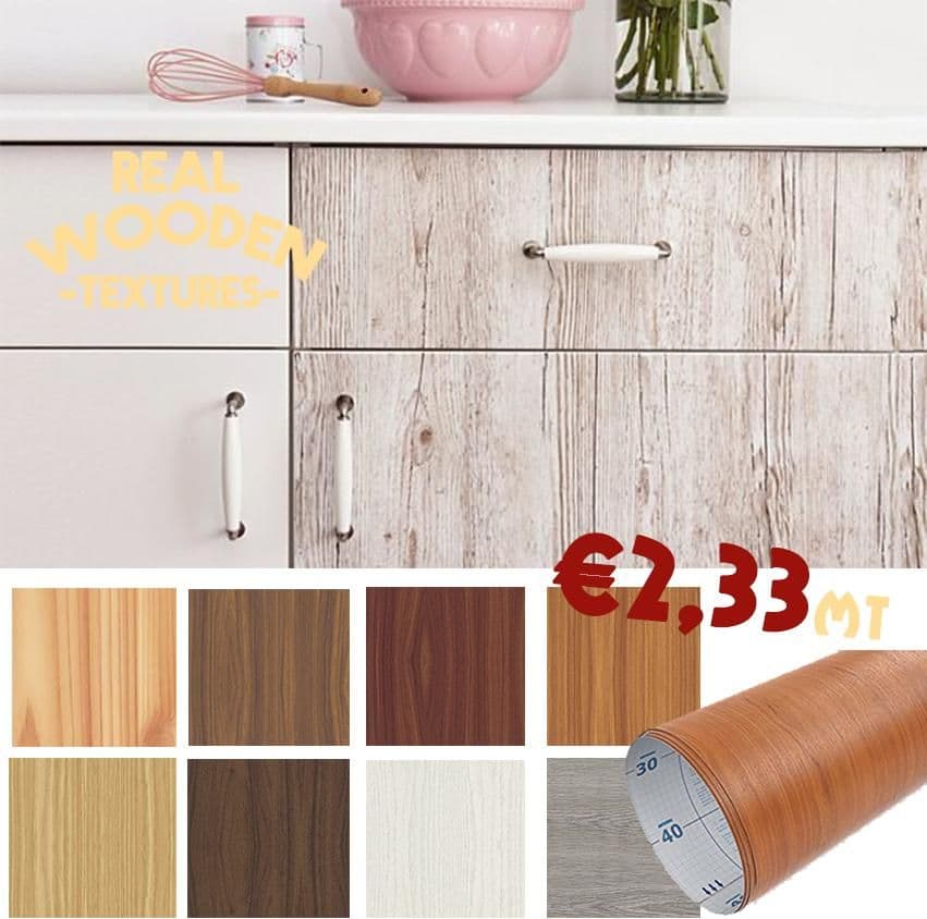 Rotolo di plastica adesiva effetto legno 15mt x 45cm per impiallacciare mobili - 2