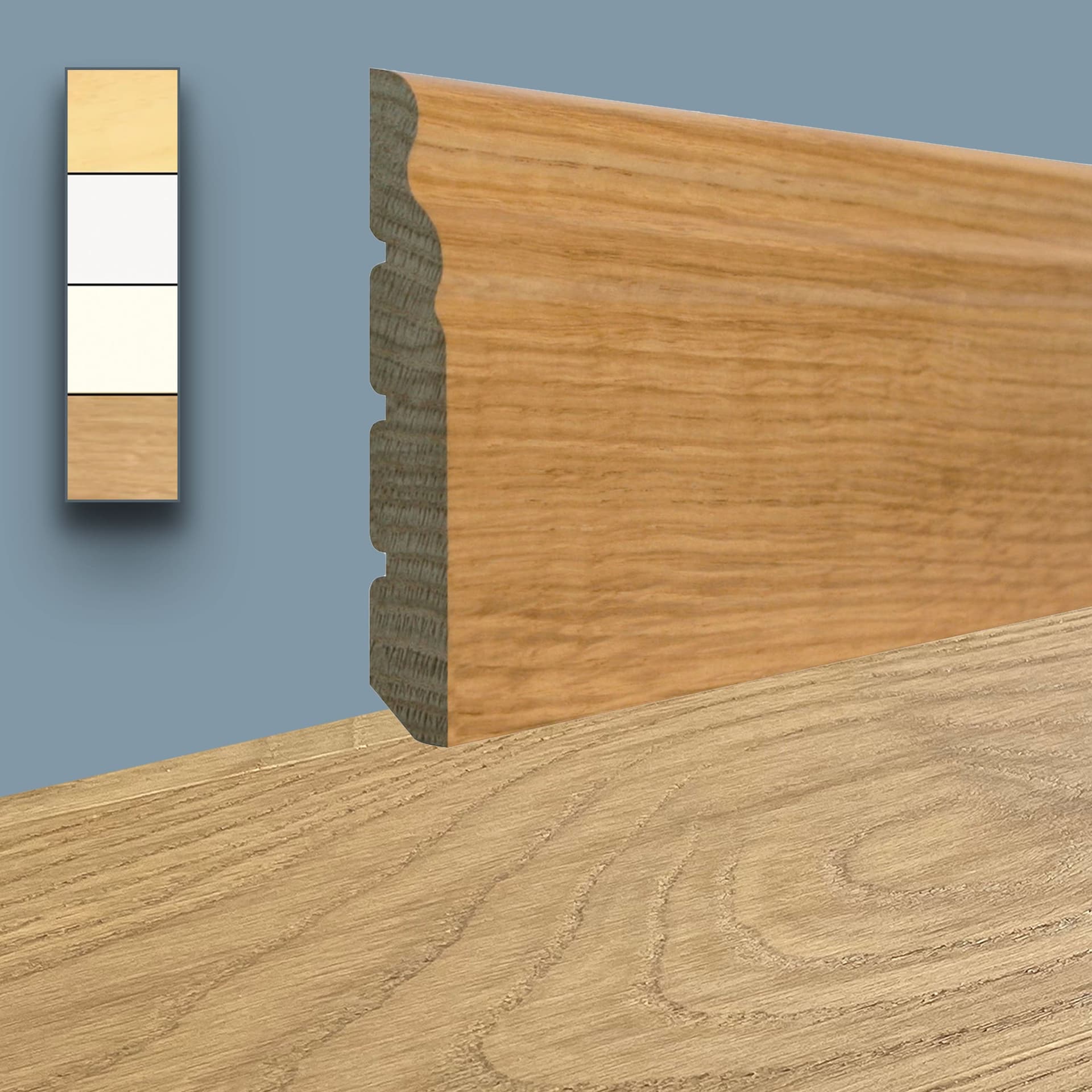 96ML di Battiscopa Ducale legno Massello Massiccio 95x13 in essenza RAL o ROVERE - 2