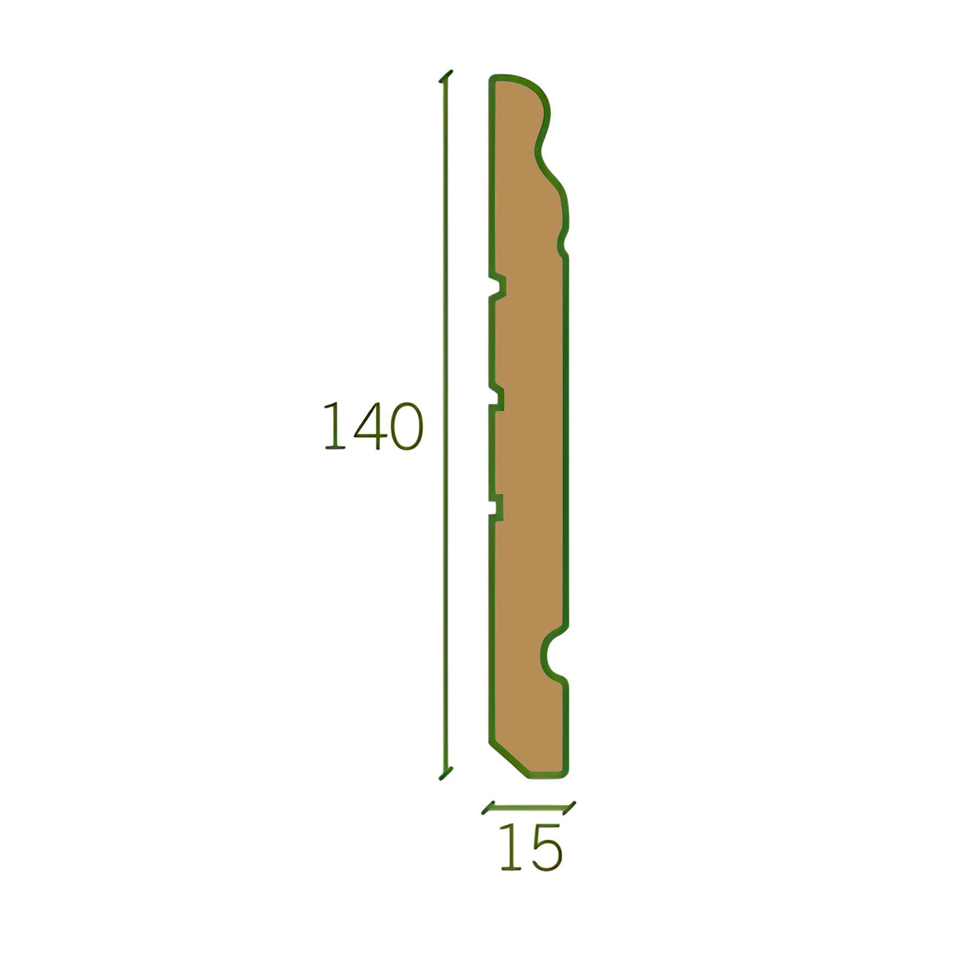 96ML di Battiscopa GRAN DUCALE ROMA LEGNO MASSELLO 140x15mm bianco, grezzo o ral 9010 - 7