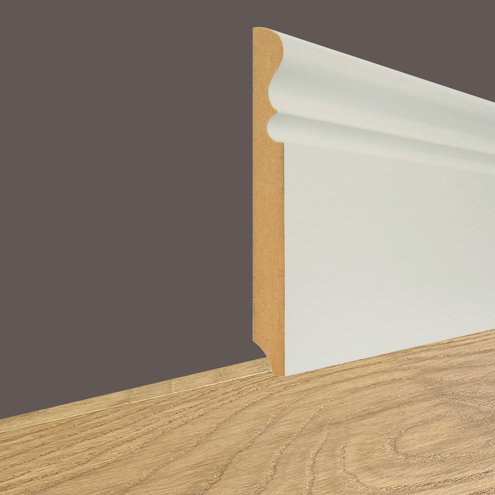 96ML DI BATTISCOPA Fibra di legno KING ARTHUR 150X16mm grezzo o laccato Bianco RAL 9010 - 4