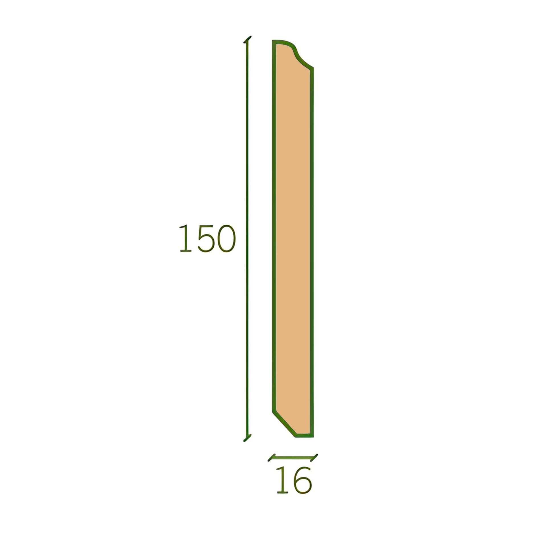 96ML di Battiscopa fibra di legno 150X16mm QUEEN VICTORIA Laccato bianco 9010 o grezzo - 9