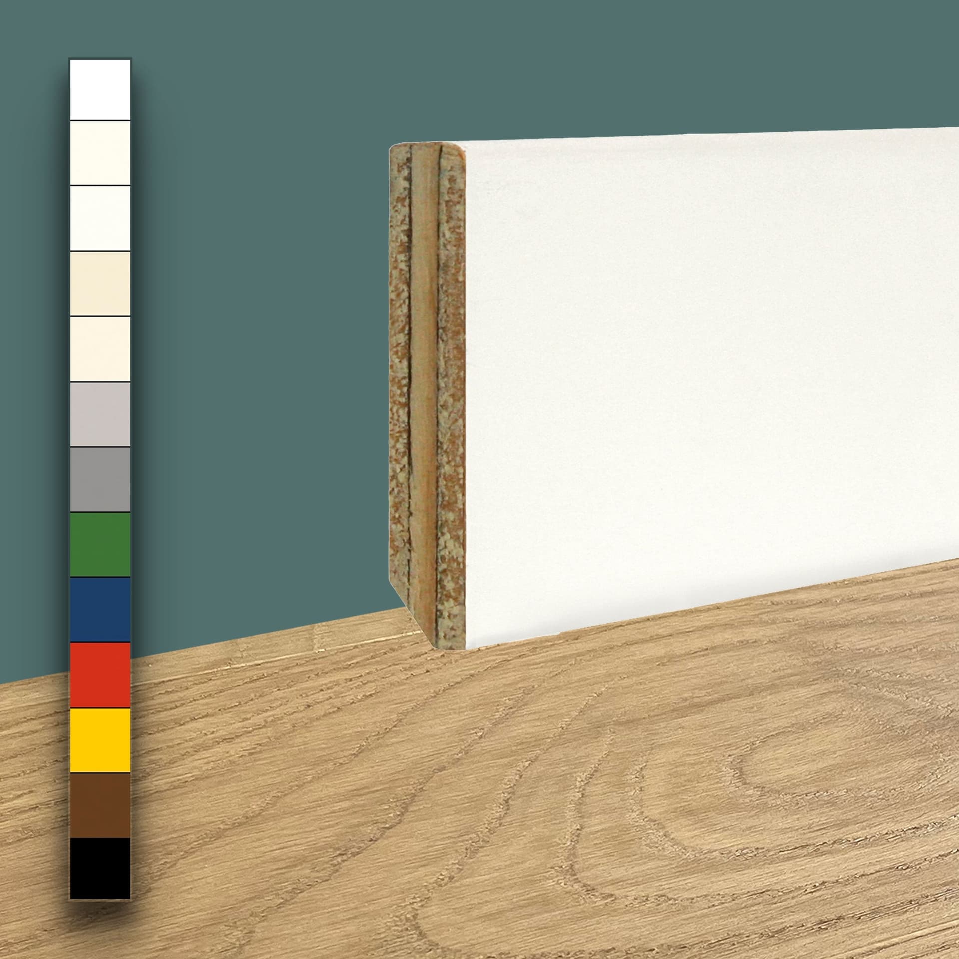 96ML Battiscopa Zoccolino Taglio Quadro Dritto basso 50X13 in LEGNO LACCATO RAL - 15