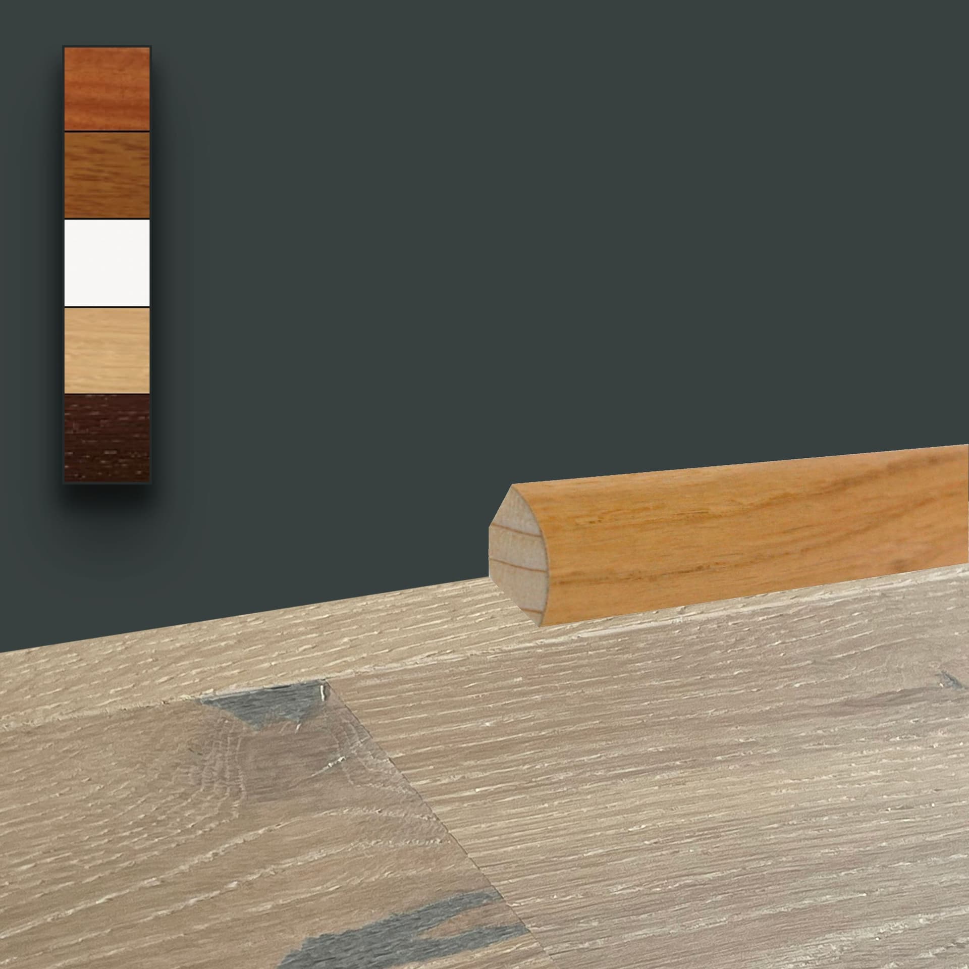 96ML di Basolino profilo legno Impiallacciato zoccolino tondo 14x14mm  varie essenze - 3