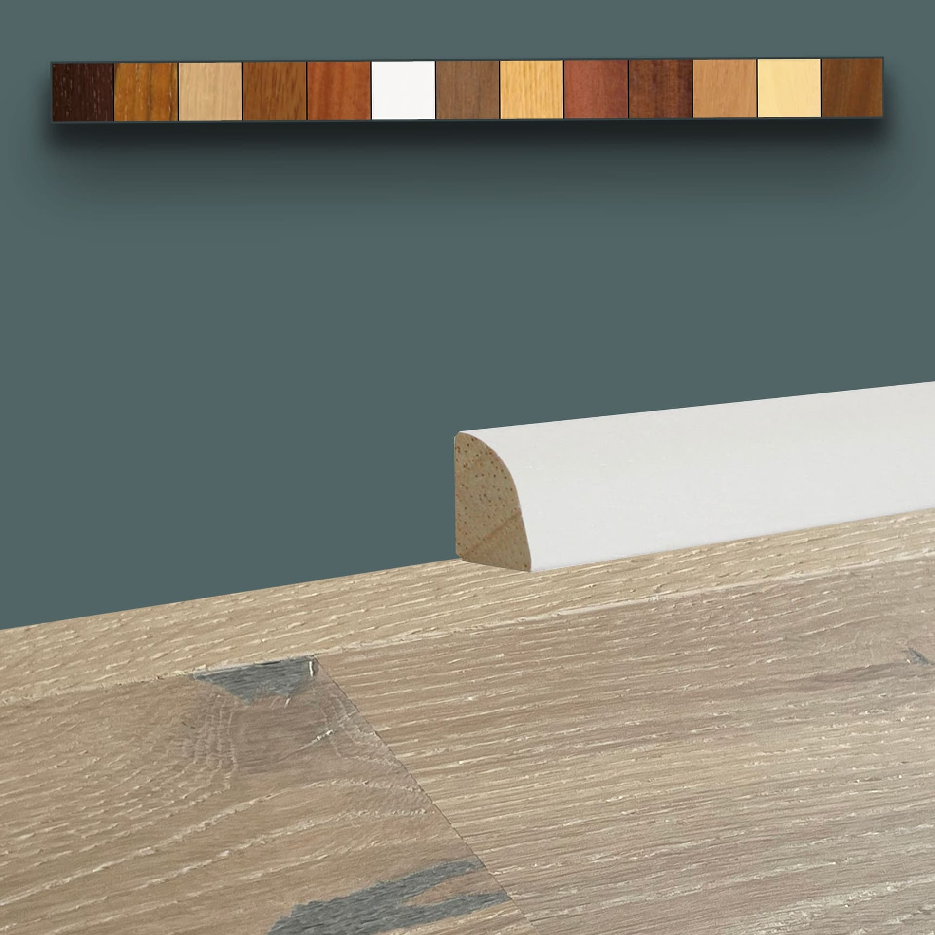 96ML Basolino in Legno Massello Stondato, Zoccolino Basso, Battiscopa 15x9mm