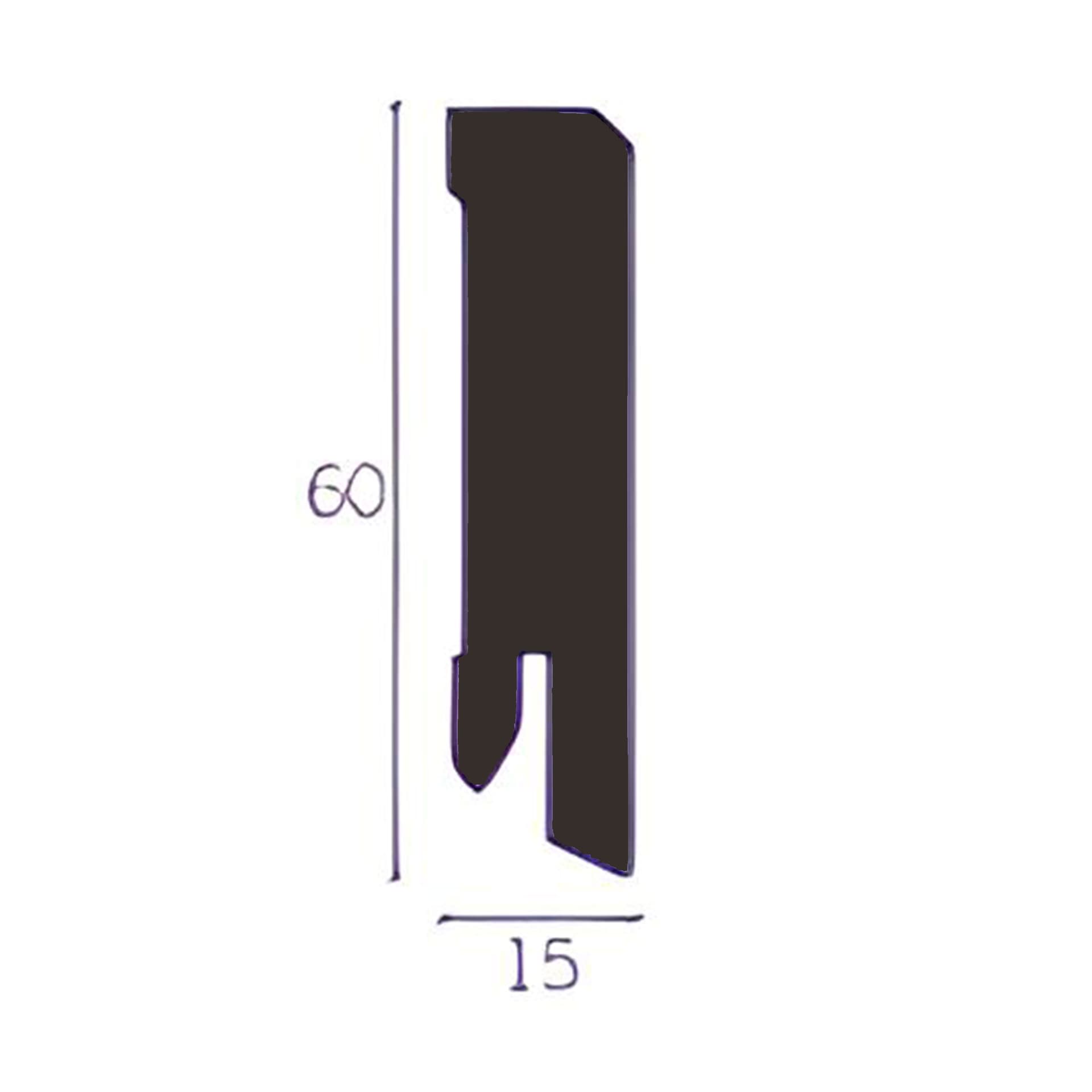 96ML Battiscopa Squadrato BASSO MDF 60X15 tutte le essenze incl. ral 9016, nero, argento - 35