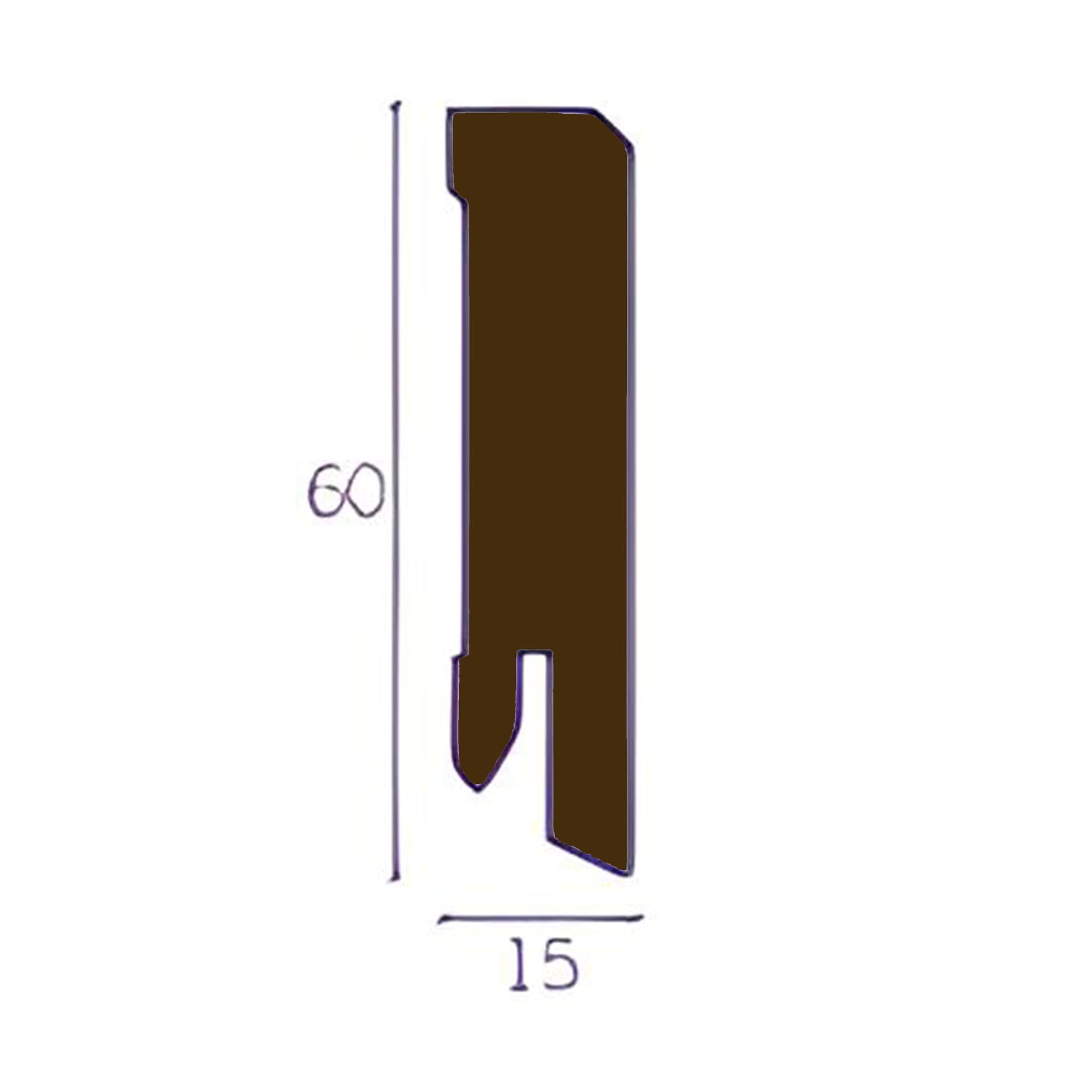 96ML Battiscopa Squadrato BASSO MDF 60X15 tutte le essenze incl. ral 9016, nero, argento - 27
