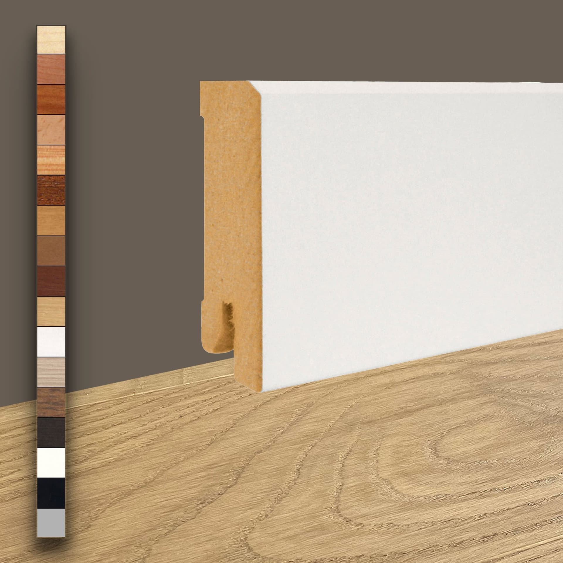 96ML Battiscopa Squadrato BASSO MDF 60X15 tutte le essenze incl. ral 9016, nero, argento - 3